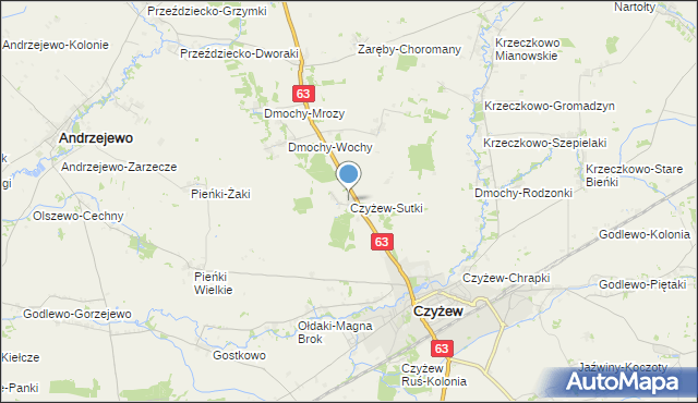 mapa Czyżew-Sutki, Czyżew-Sutki na mapie Targeo