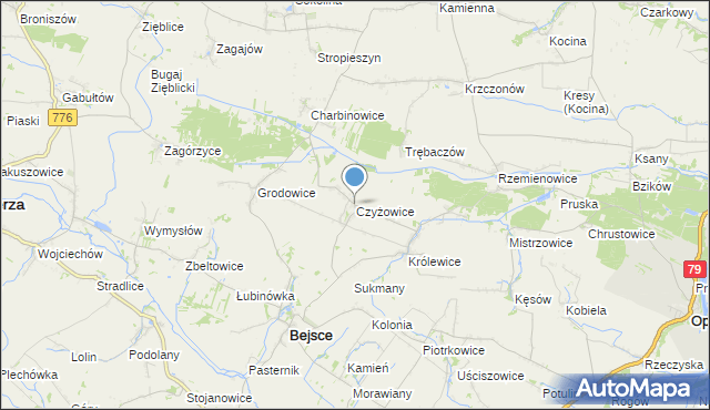 mapa Czyżowice, Czyżowice gmina Bejsce na mapie Targeo