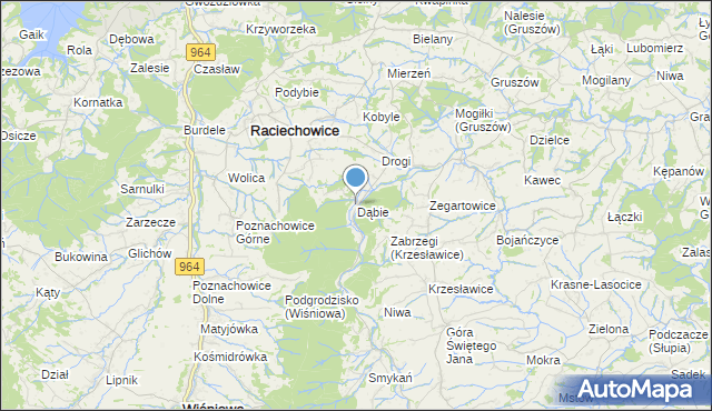 mapa Dąbie, Dąbie gmina Raciechowice na mapie Targeo