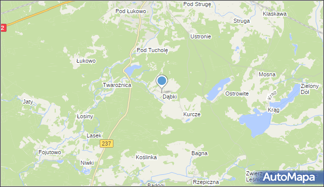 mapa Dąbki, Dąbki gmina Czersk na mapie Targeo