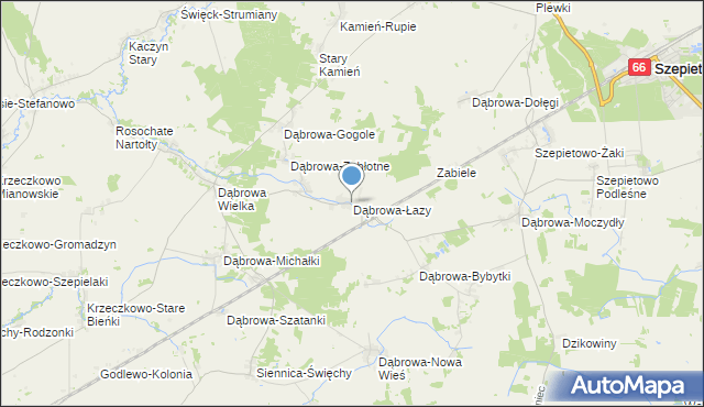 mapa Dąbrowa-Łazy, Dąbrowa-Łazy gmina Szepietowo na mapie Targeo