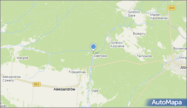 mapa Dąbrowa, Dąbrowa gmina Aleksandrów na mapie Targeo