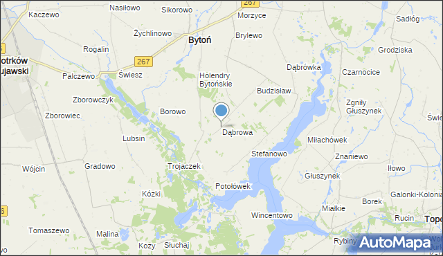 mapa Dąbrowa, Dąbrowa gmina Bytoń na mapie Targeo