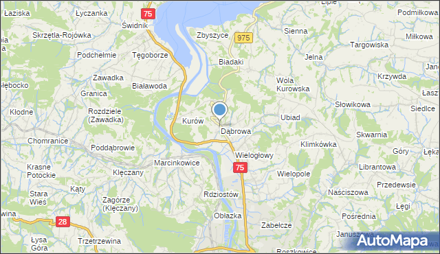 mapa Dąbrowa, Dąbrowa gmina Chełmiec na mapie Targeo