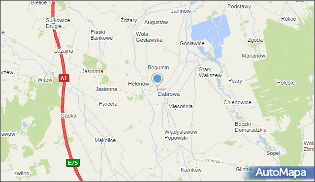 mapa Dąbrowa, Dąbrowa gmina Głowno na mapie Targeo