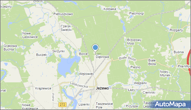 mapa Dąbrowa, Dąbrowa gmina Jeżewo na mapie Targeo
