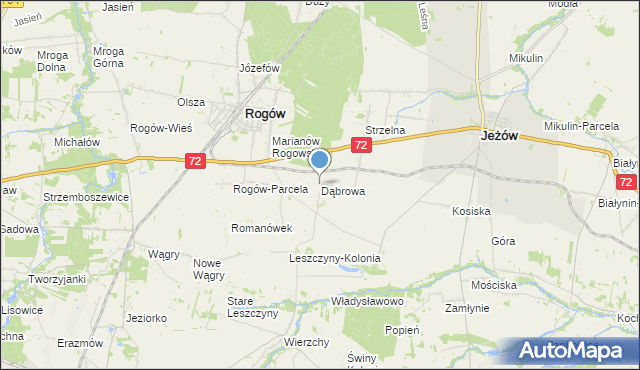 mapa Dąbrowa, Dąbrowa gmina Jeżów na mapie Targeo