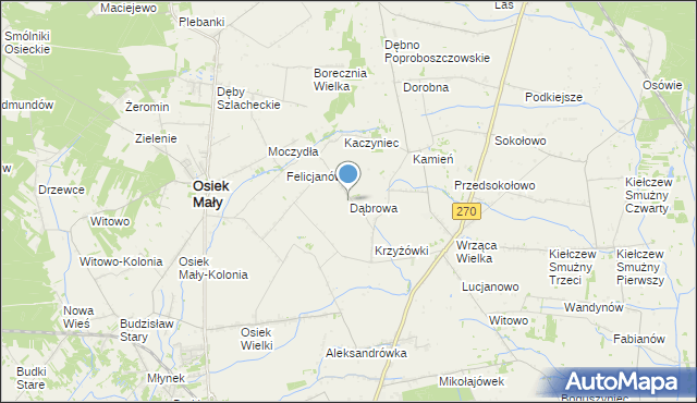 mapa Dąbrowa, Dąbrowa gmina Koło na mapie Targeo