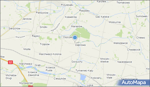 mapa Dąbrowa, Dąbrowa gmina Koźminek na mapie Targeo