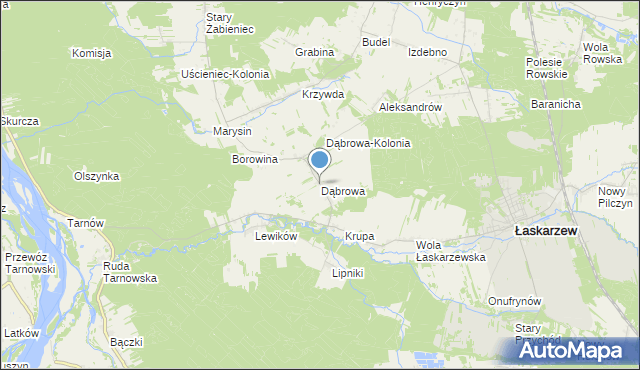 mapa Dąbrowa, Dąbrowa gmina Łaskarzew na mapie Targeo