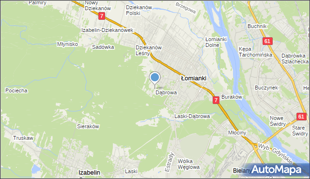 mapa Dąbrowa, Dąbrowa gmina Łomianki na mapie Targeo
