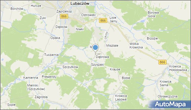 mapa Dąbrowa, Dąbrowa gmina Lubaczów na mapie Targeo