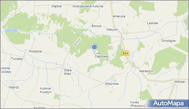 mapa Dąbrowa, Dąbrowa gmina Mircze na mapie Targeo