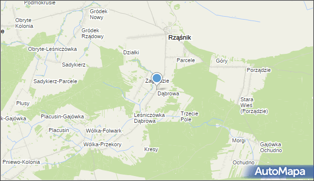 mapa Dąbrowa, Dąbrowa gmina Rząśnik na mapie Targeo