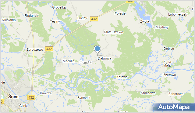 mapa Dąbrowa, Dąbrowa gmina Śrem na mapie Targeo