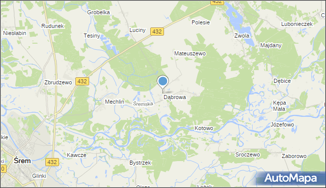 mapa Dąbrowa, Dąbrowa gmina Śrem na mapie Targeo