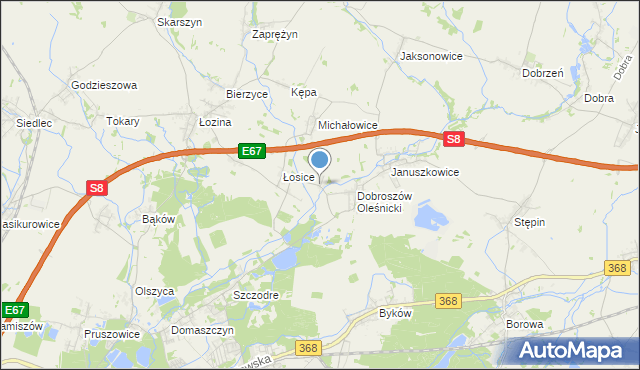 mapa Dąbrowica, Dąbrowica gmina Długołęka na mapie Targeo