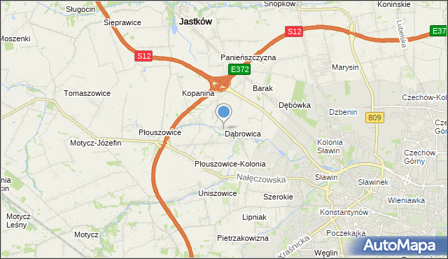 mapa Dąbrowica, Dąbrowica gmina Jastków na mapie Targeo
