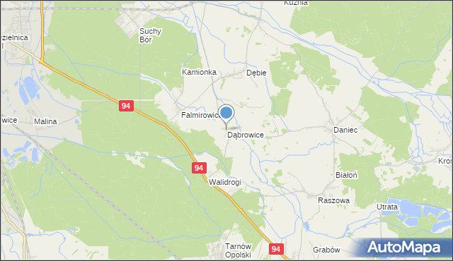 mapa Dąbrowice, Dąbrowice gmina Chrząstowice na mapie Targeo