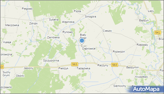 mapa Dąbrowice, Dąbrowice gmina Żuromin na mapie Targeo