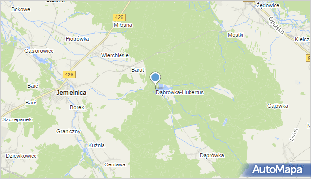 mapa Dąbrówka-Hubertus, Dąbrówka-Hubertus na mapie Targeo