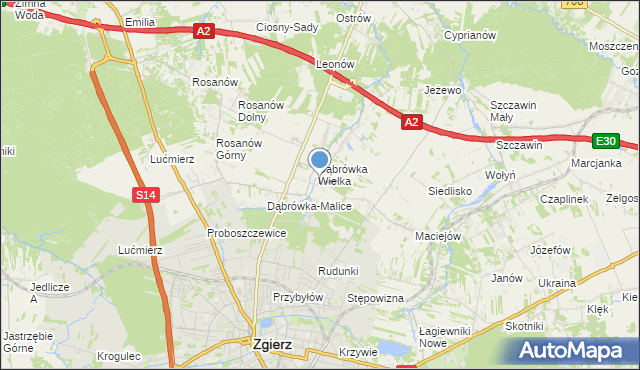 mapa Dąbrówka-Sowice, Dąbrówka-Sowice na mapie Targeo