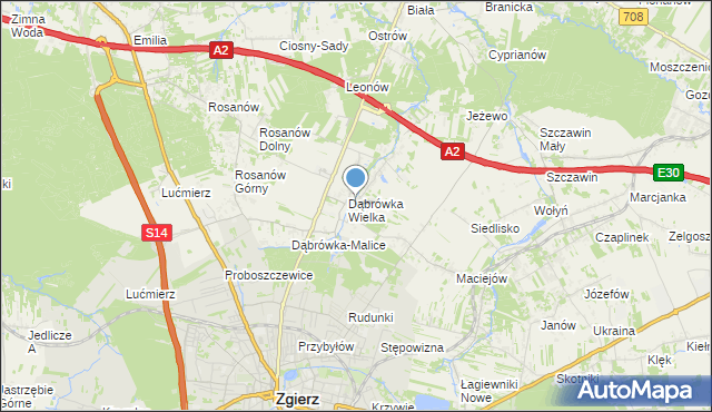 mapa Dąbrówka-Strumiany, Dąbrówka-Strumiany na mapie Targeo