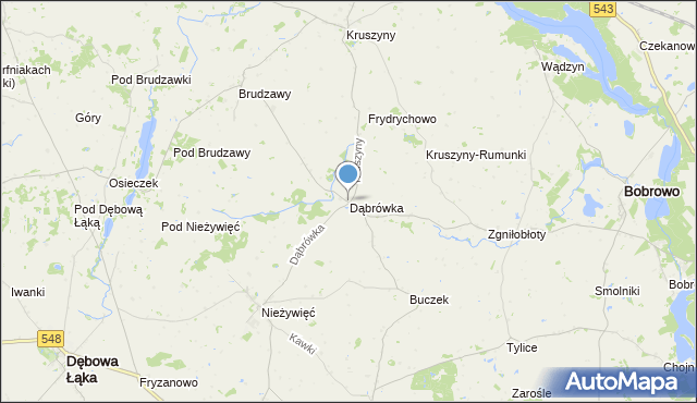 mapa Dąbrówka, Dąbrówka gmina Bobrowo na mapie Targeo