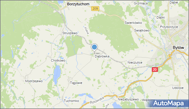 mapa Dąbrówka, Dąbrówka gmina Borzytuchom na mapie Targeo