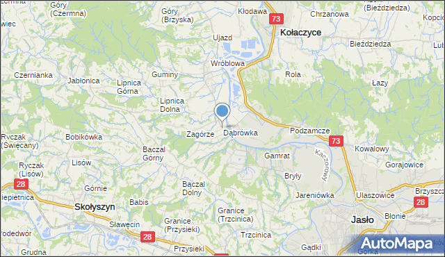 mapa Dąbrówka, Dąbrówka gmina Brzyska na mapie Targeo