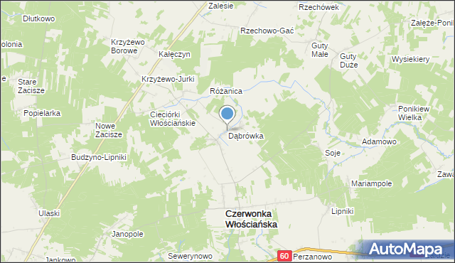 mapa Dąbrówka, Dąbrówka gmina Czerwonka na mapie Targeo