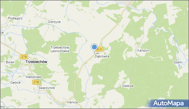 mapa Dąbrówka, Dąbrówka gmina Kargowa na mapie Targeo