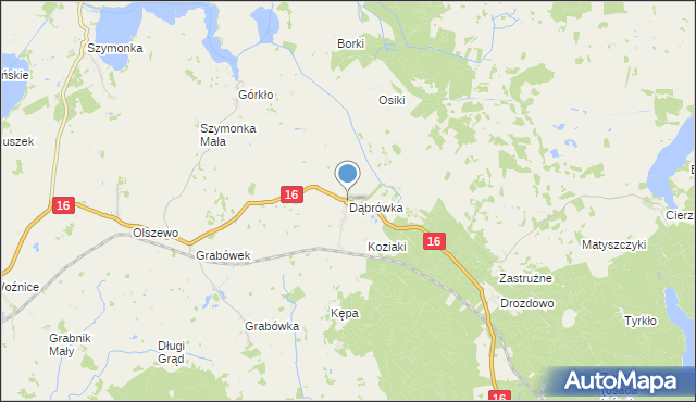 mapa Dąbrówka, Dąbrówka gmina Orzysz na mapie Targeo