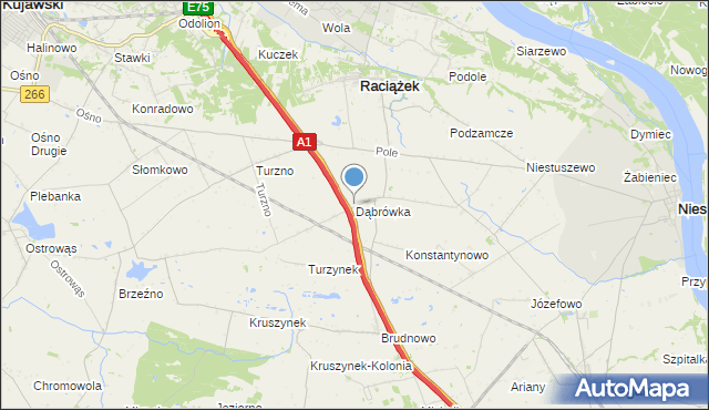 mapa Dąbrówka, Dąbrówka gmina Raciążek na mapie Targeo