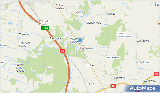 mapa Dąbrówka, Dąbrówka gmina Rawicz na mapie Targeo