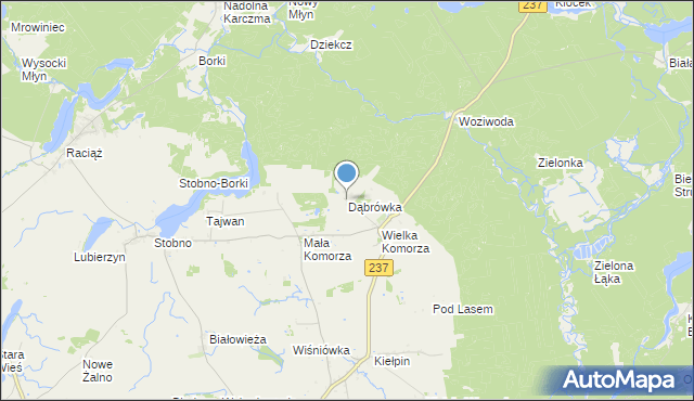 mapa Dąbrówka, Dąbrówka gmina Tuchola na mapie Targeo