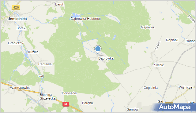 mapa Dąbrówka, Dąbrówka gmina Wielowieś na mapie Targeo