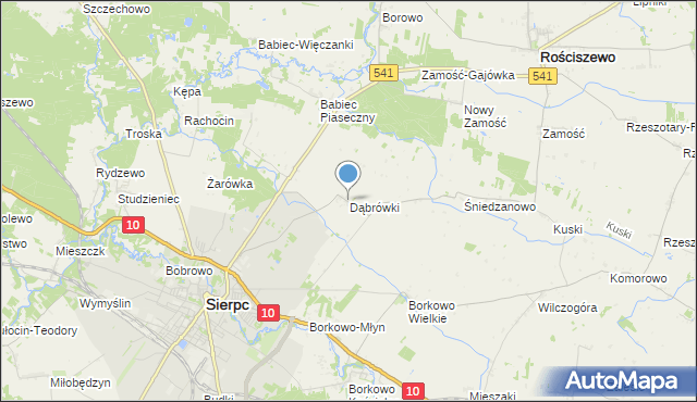 mapa Dąbrówki, Dąbrówki gmina Sierpc na mapie Targeo