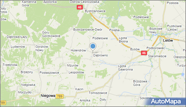 mapa Dąbrowno, Dąbrowno gmina Niegowa na mapie Targeo