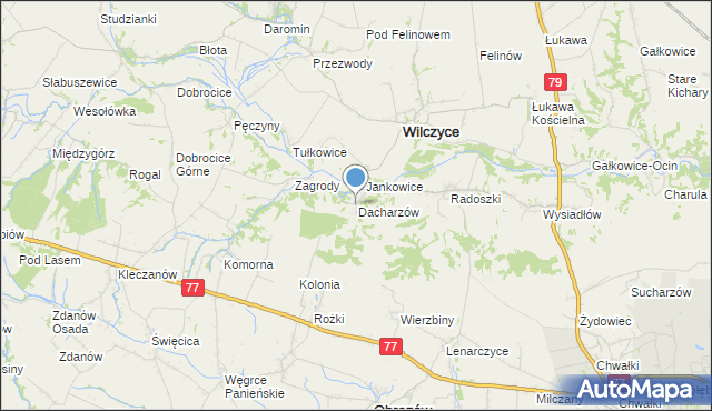 mapa Dacharzów, Dacharzów na mapie Targeo