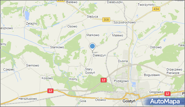 mapa Daleszyn, Daleszyn na mapie Targeo