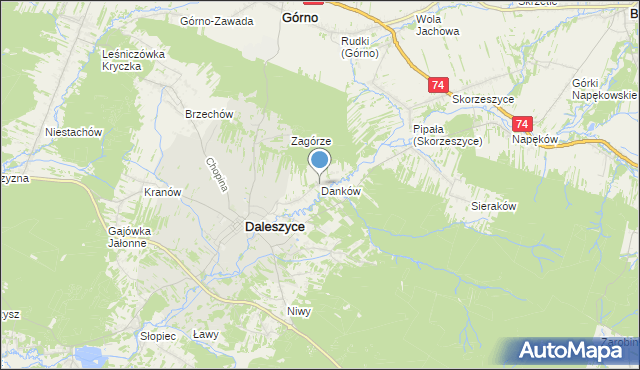 mapa Danków, Danków gmina Daleszyce na mapie Targeo