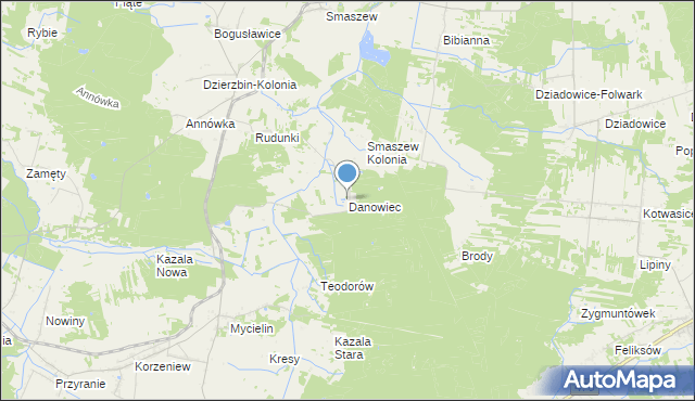 mapa Danowiec, Danowiec na mapie Targeo