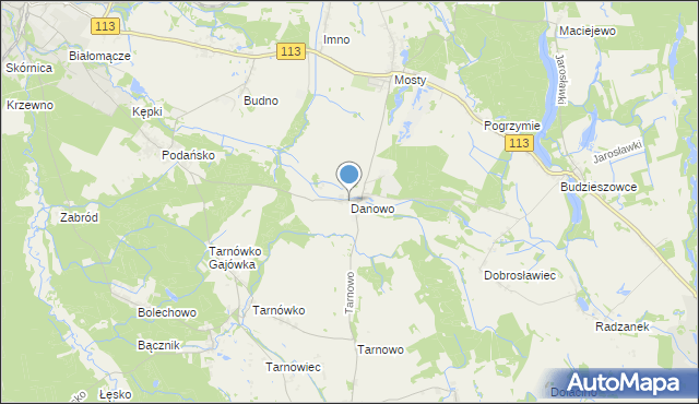 mapa Danowo, Danowo gmina Goleniów na mapie Targeo