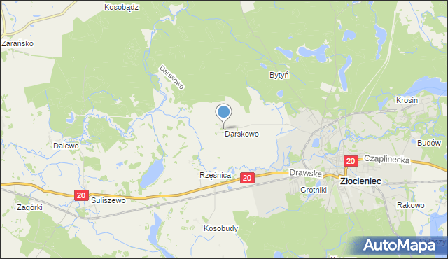 mapa Darskowo, Darskowo gmina Złocieniec na mapie Targeo
