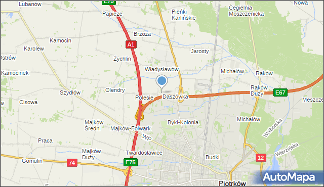 mapa Daszówka, Daszówka gmina Moszczenica na mapie Targeo