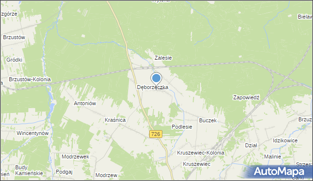 mapa Dęba, Dęba gmina Poświętne na mapie Targeo