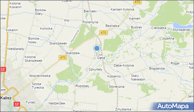 mapa Dębe, Dębe gmina Żelazków na mapie Targeo