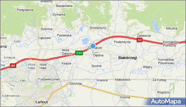 mapa Dębina, Dębina gmina Białobrzegi na mapie Targeo