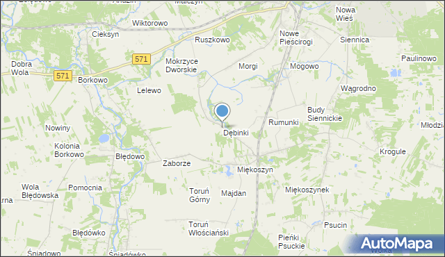 mapa Dębinki, Dębinki gmina Nasielsk na mapie Targeo